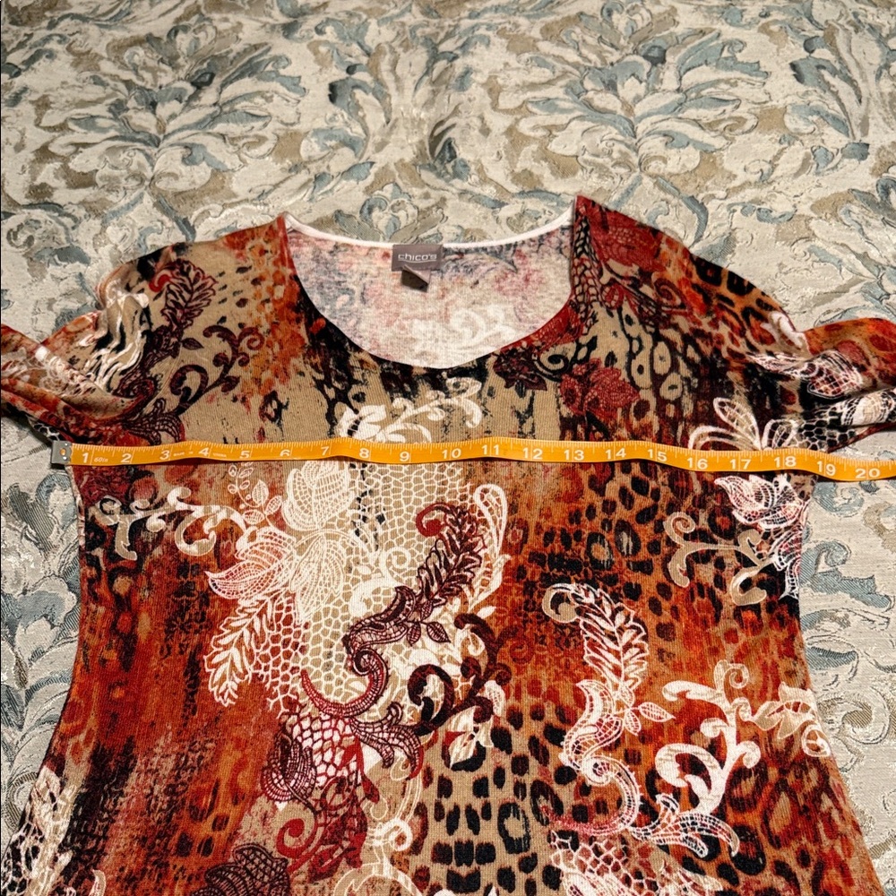 Chico's Multicolor Patterned Crew Neck Sweater - image 4